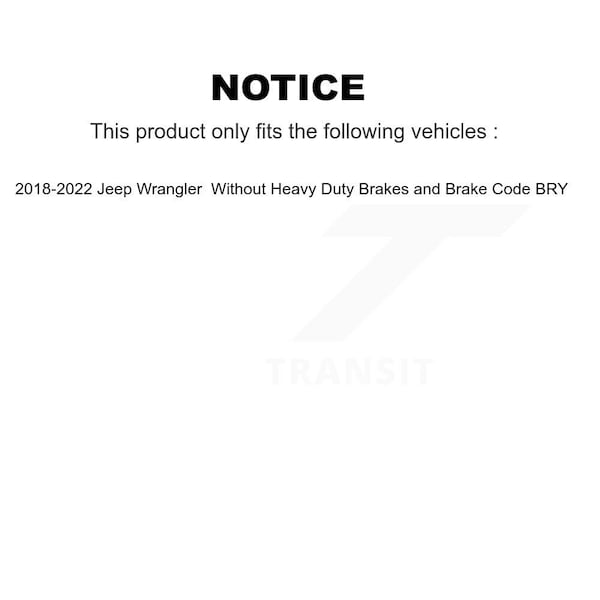 Rear Disc Brake Rotor For 2018-2022 Jeep Wrangler Without Heavy Duty Brakes Code BRY